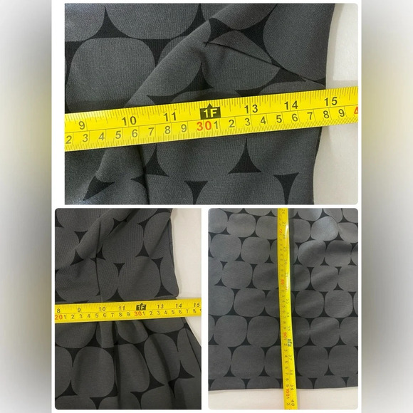 Boden Size 8 Black & Gray Petal Geometric Printed Long Sleeve Ponte Sheath Dress - Picture 11 of 11